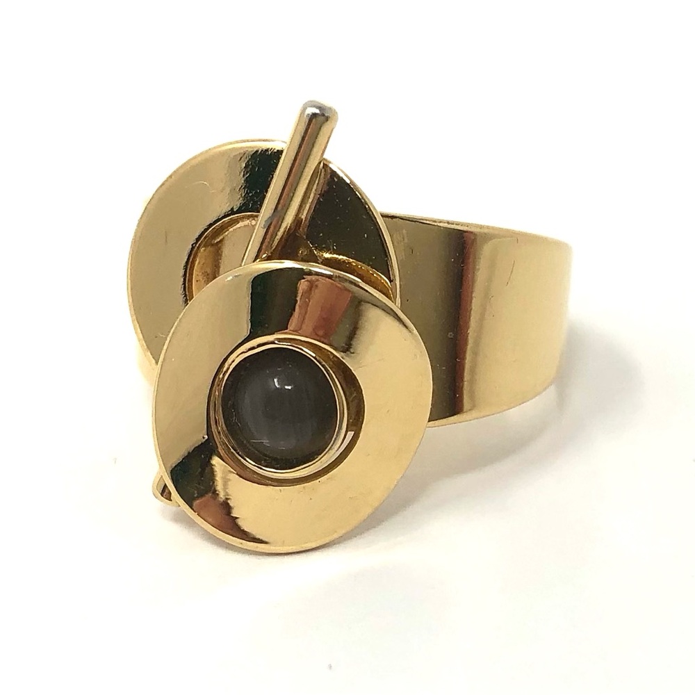 Christophe Poly artisan modernist gold tone ring - size 8
